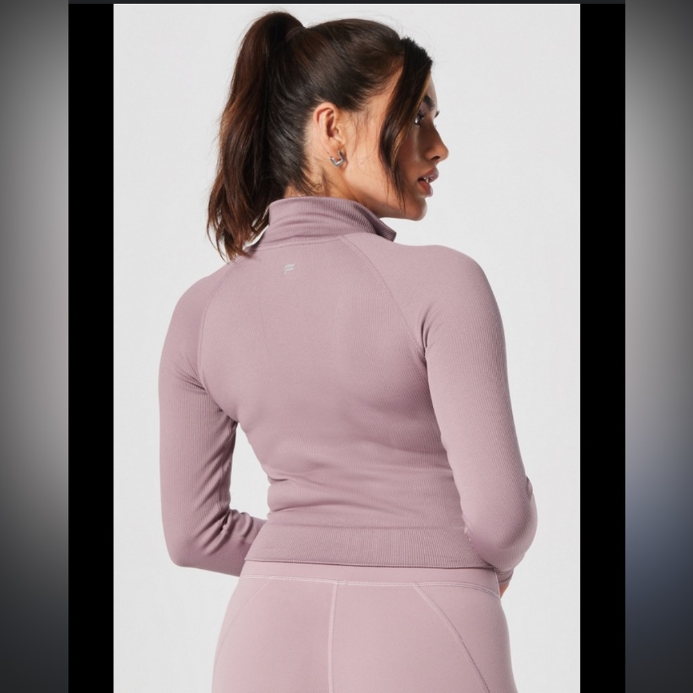 Fabletics Cropped Seamless Rib Train Jacket Misty… - image 3